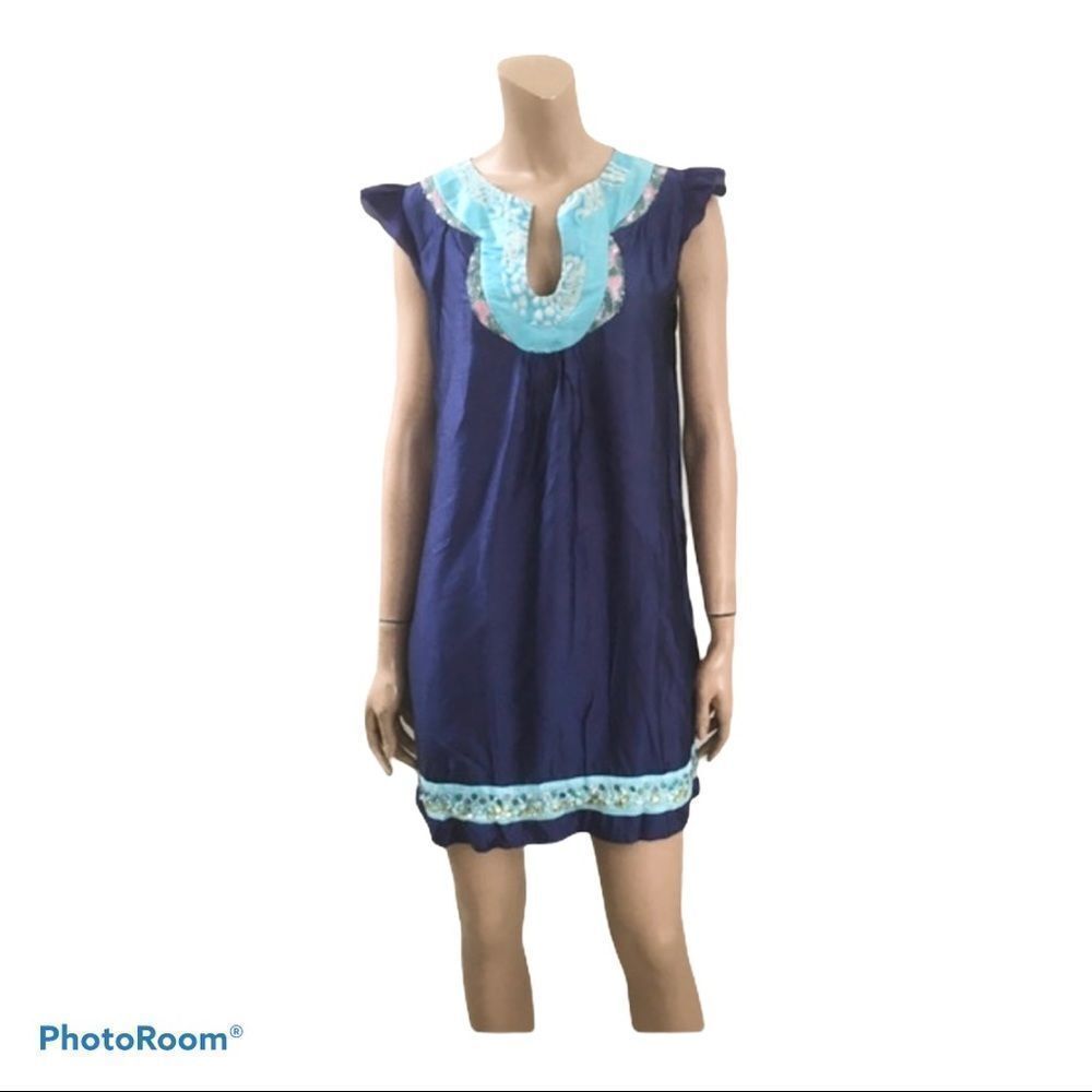 Custo Barcelona Blue Cap Sleeve Mini Dress M